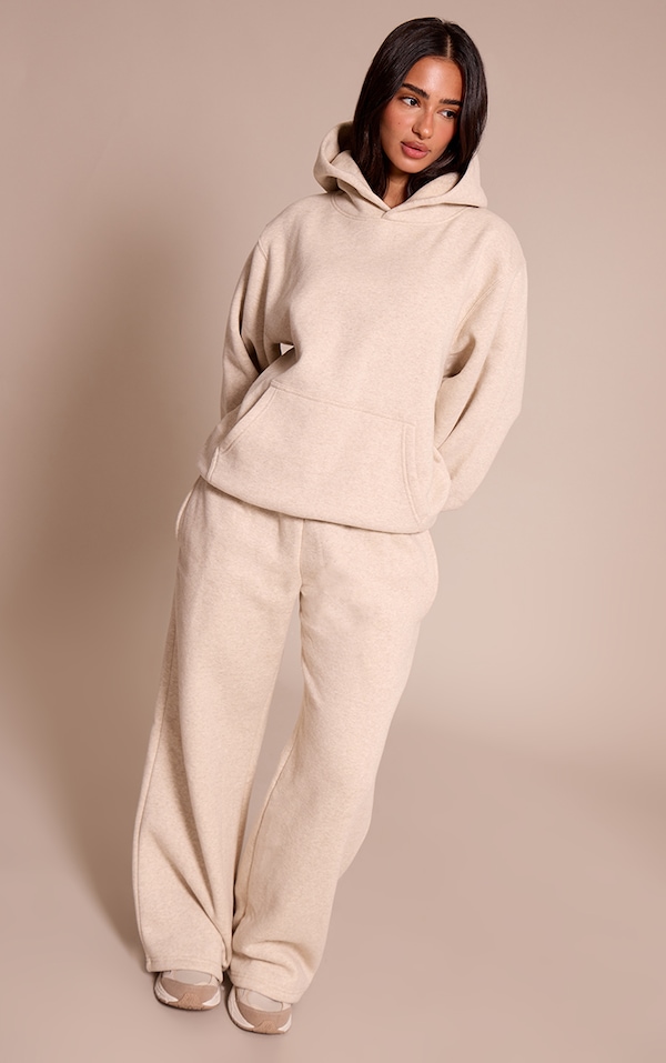 Petite Oatmeal Cotton Fleece Straight Leg Sweat pants
