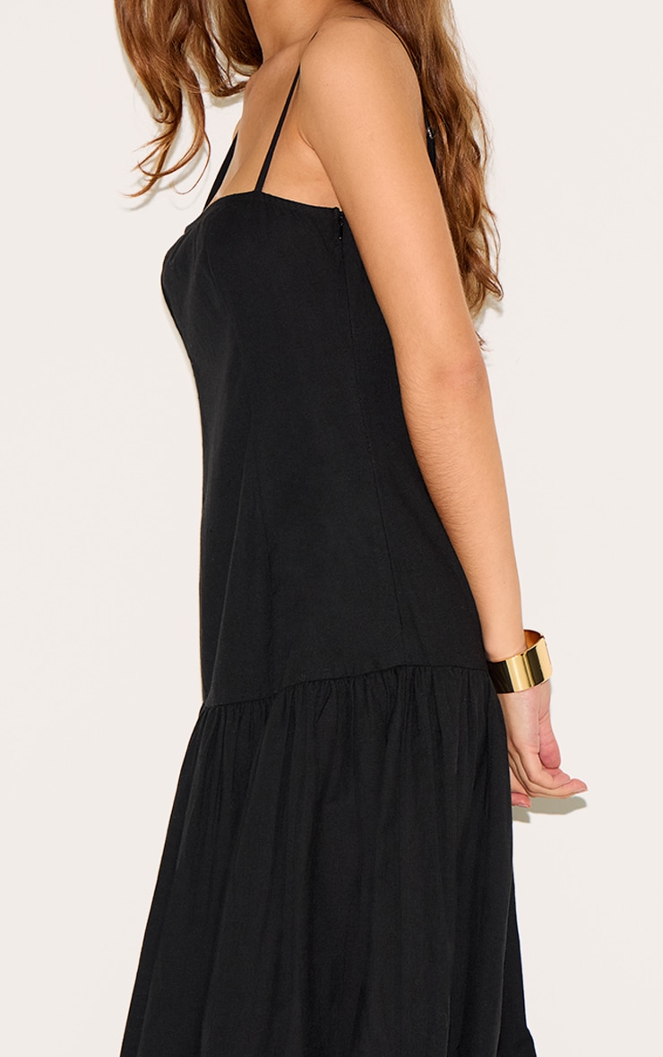 Black Corset Dropped Waist Maxi Dress image 4
