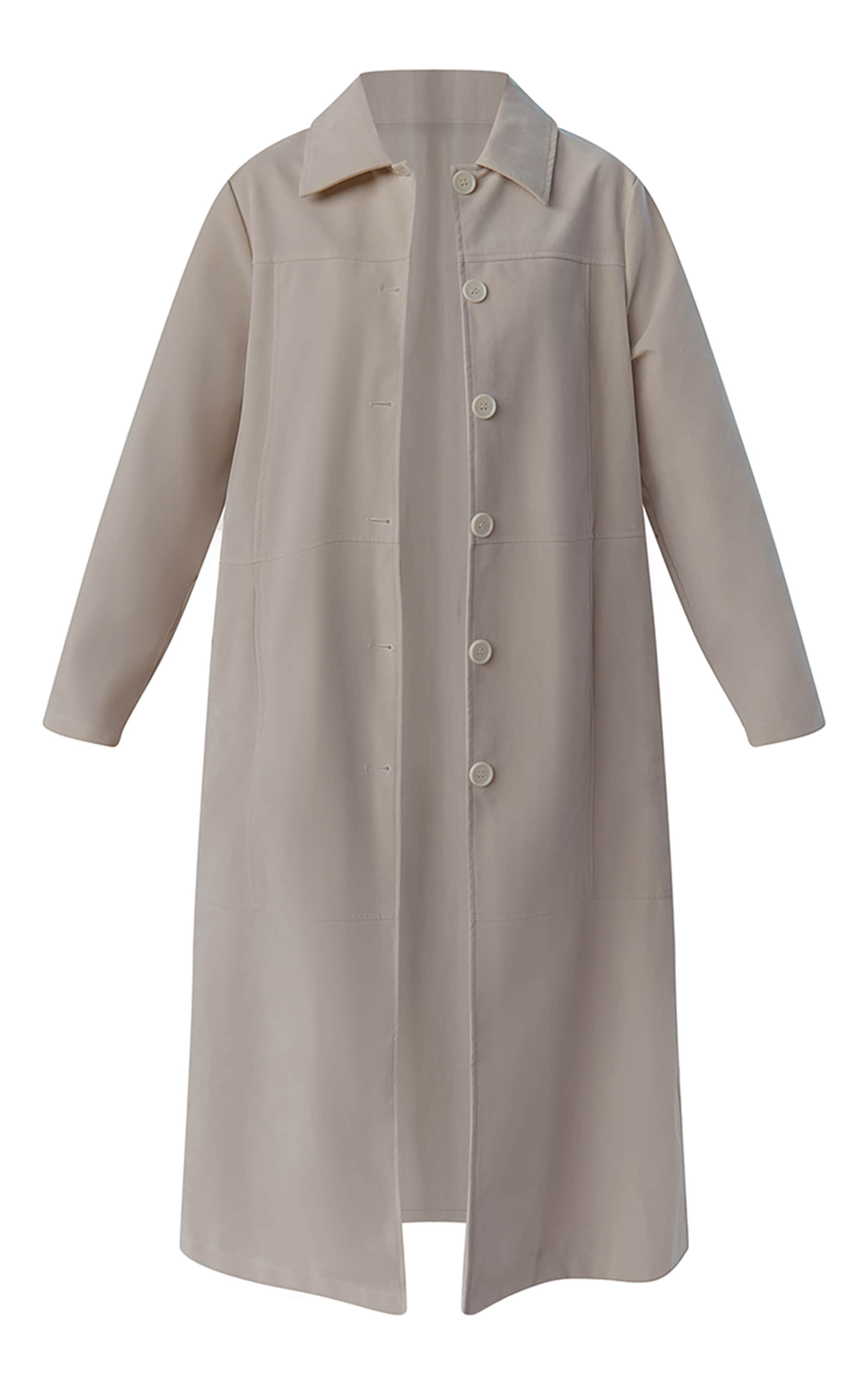 Ecru Suede Longline Button Coat image 8