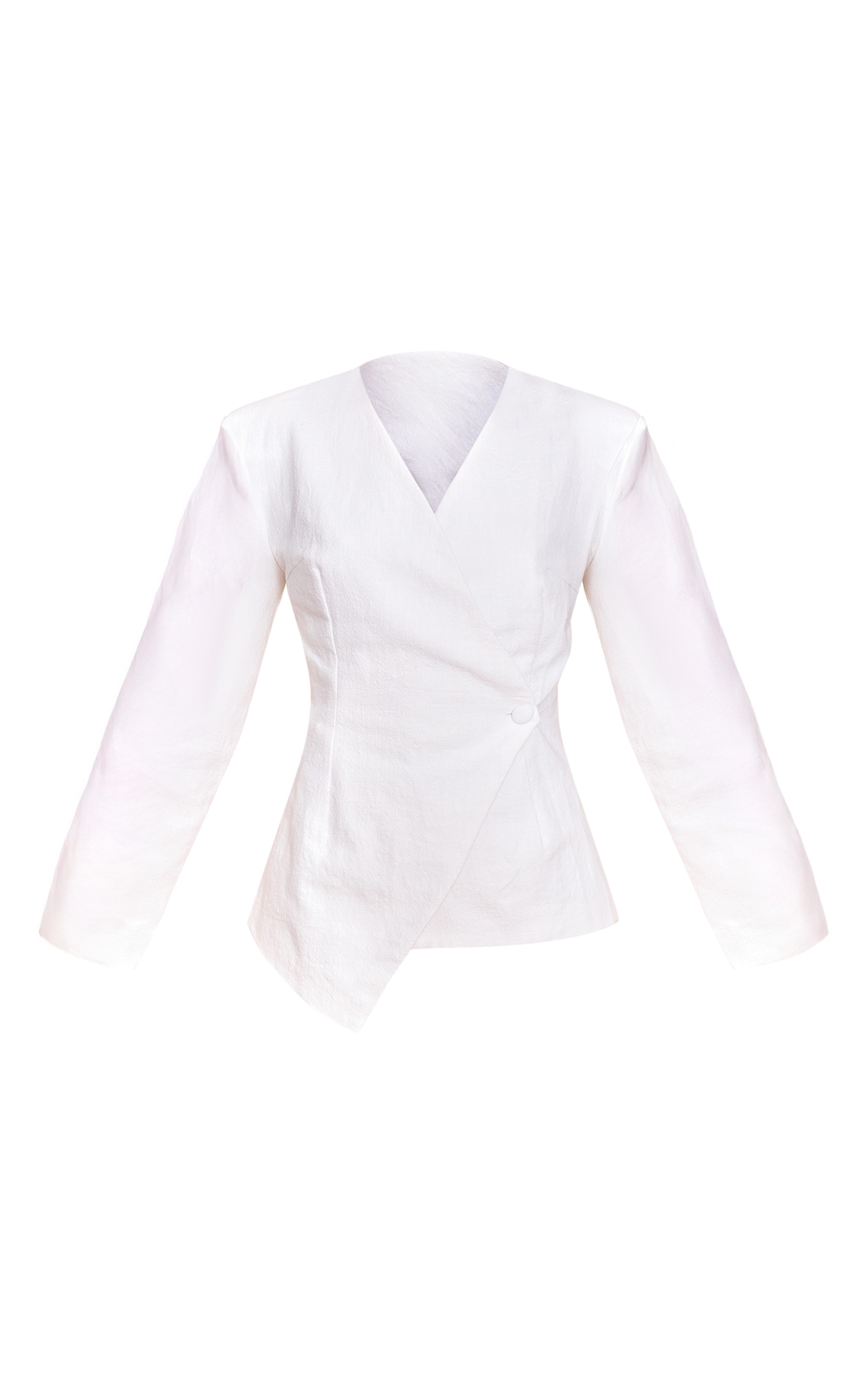 White Premium Linen Tailored Cocoon Sleeve Cinched Blazer image 5