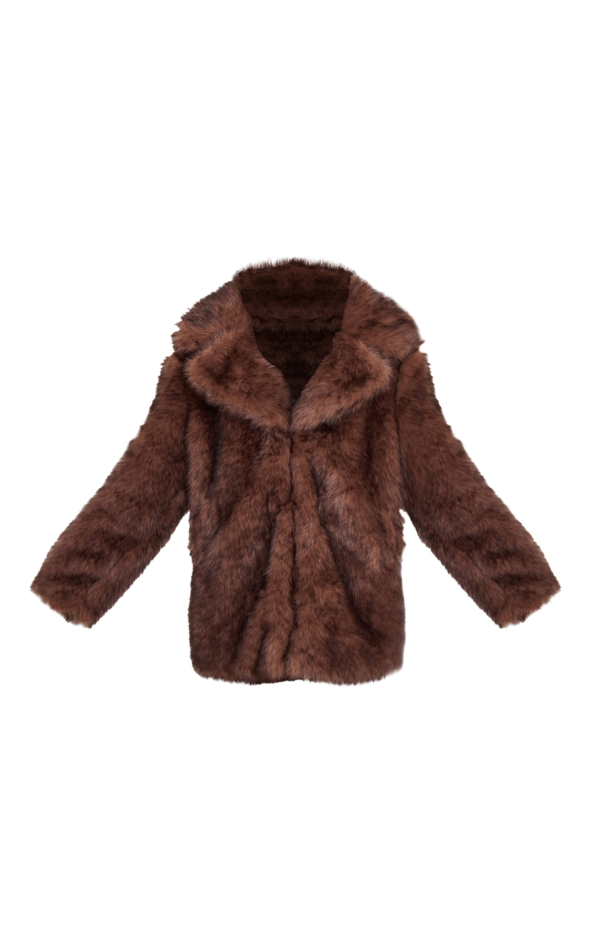 Tall Brown Oversized Midi Faux Fur Coat image 5