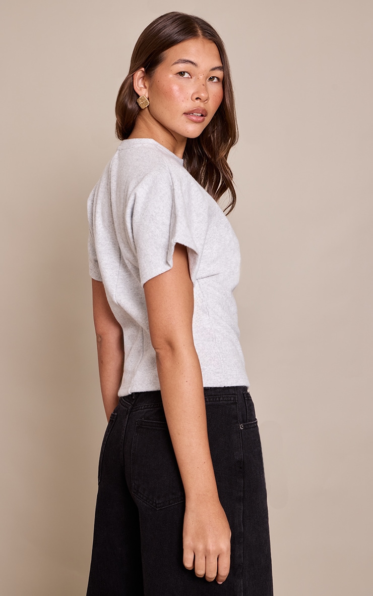 Grey Heavy Rib Cinched Waist T Shirt  image 2