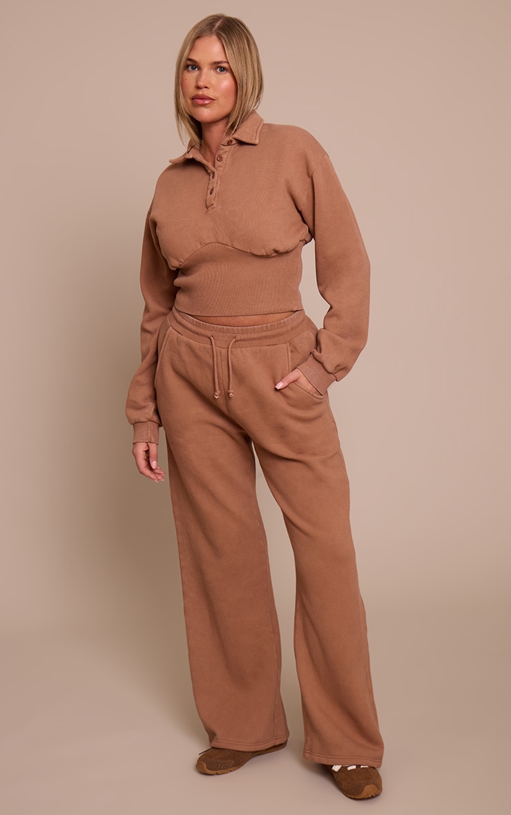 Shape Chocolate Washed Tie Waist Straight Leg Sweatpants image 1