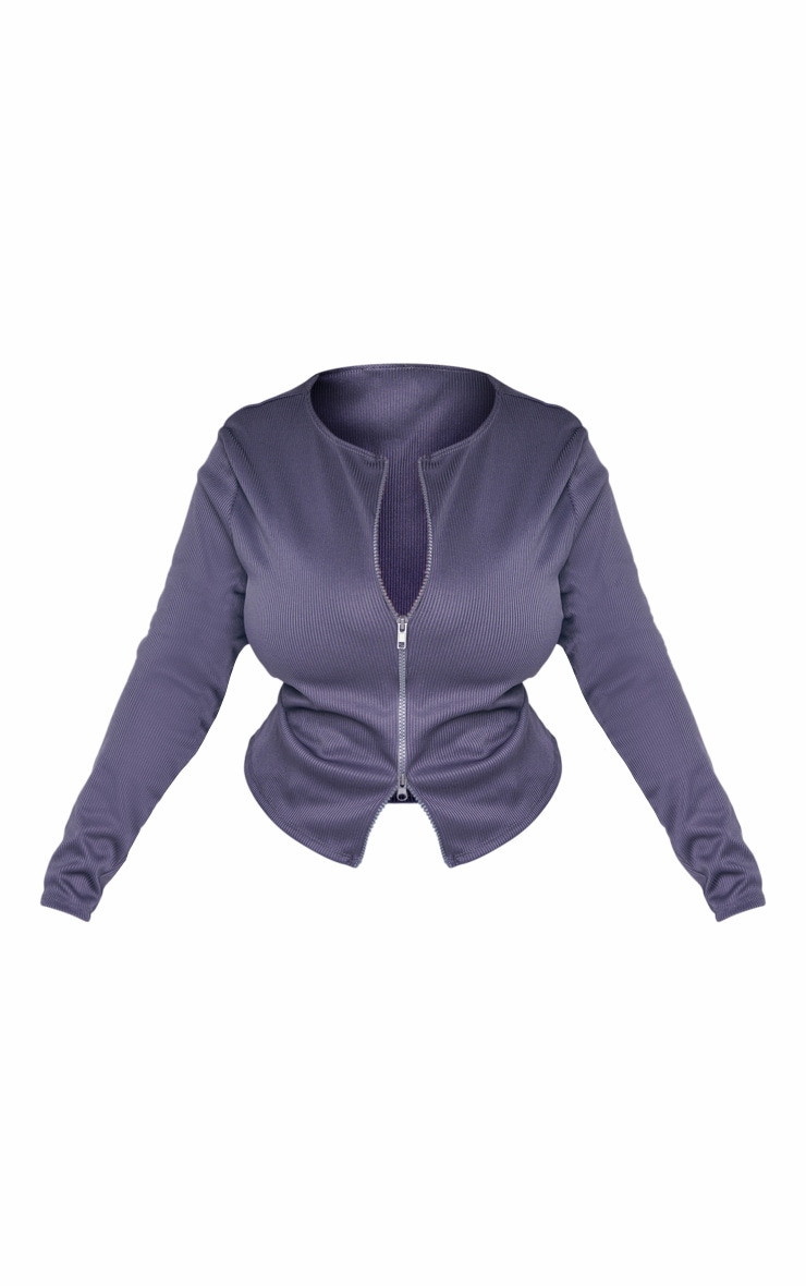 Plus Charcoal Jumbo Rib Double Zip Top image 5