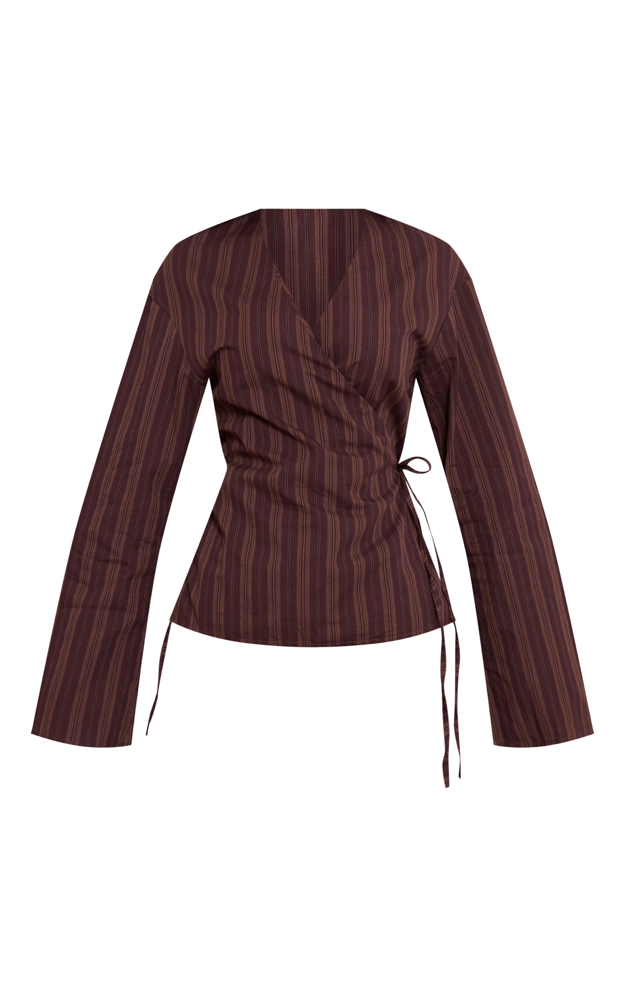 Petite Chocolate Stripe Wrap Long Sleeve Top image 5