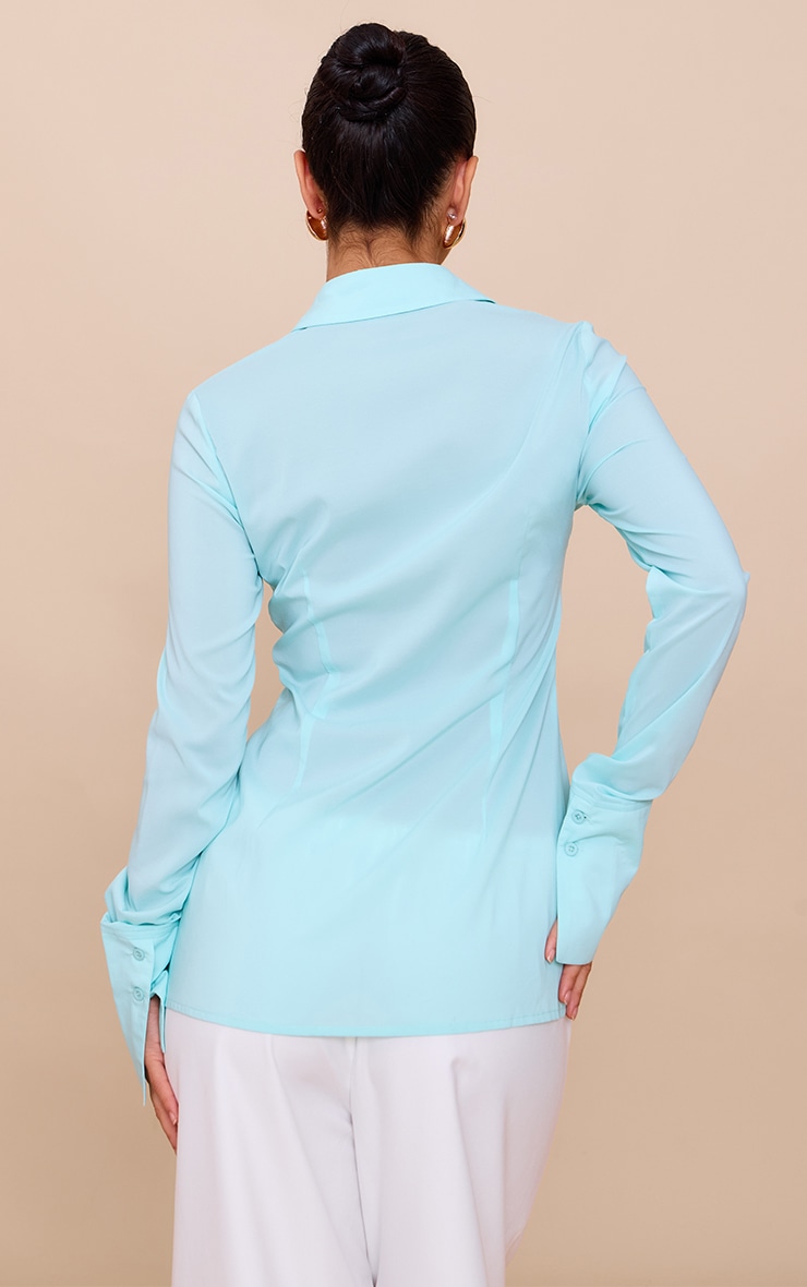 Mint Chiffon Fitted Shirt image 2
