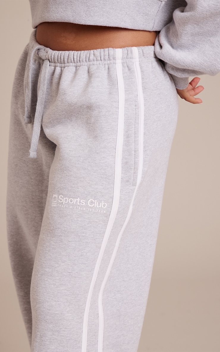 Petite Ash Grey Sports Club Print Wide Leg Sweatpants image 4