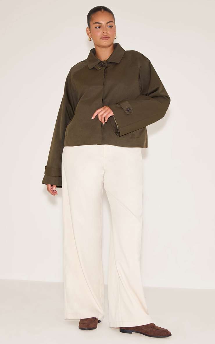 Plus Khaki Long Sleeve Trench Style Jacket image 3