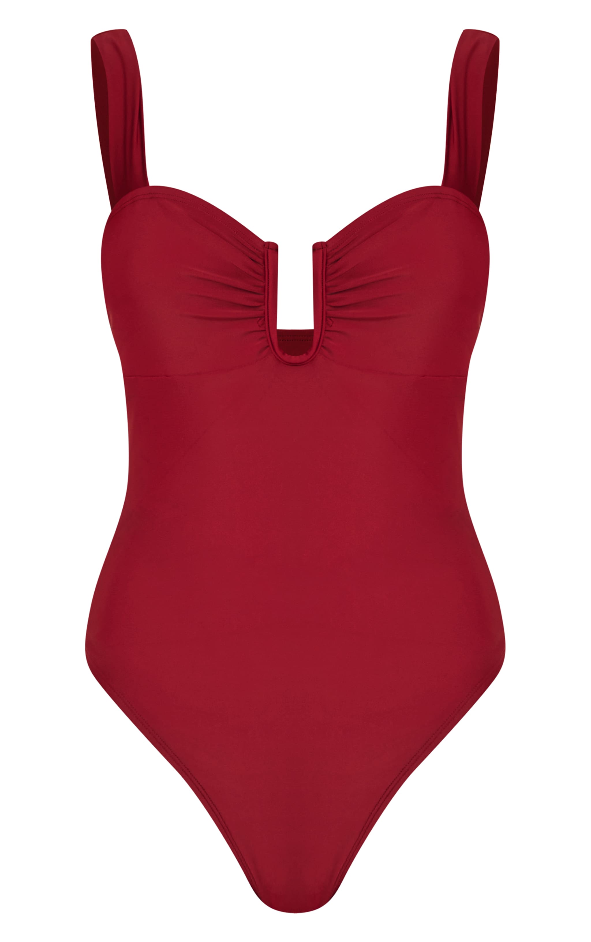 Deep Red Underwired U Bar Ruched Cup Swimsuit image 5