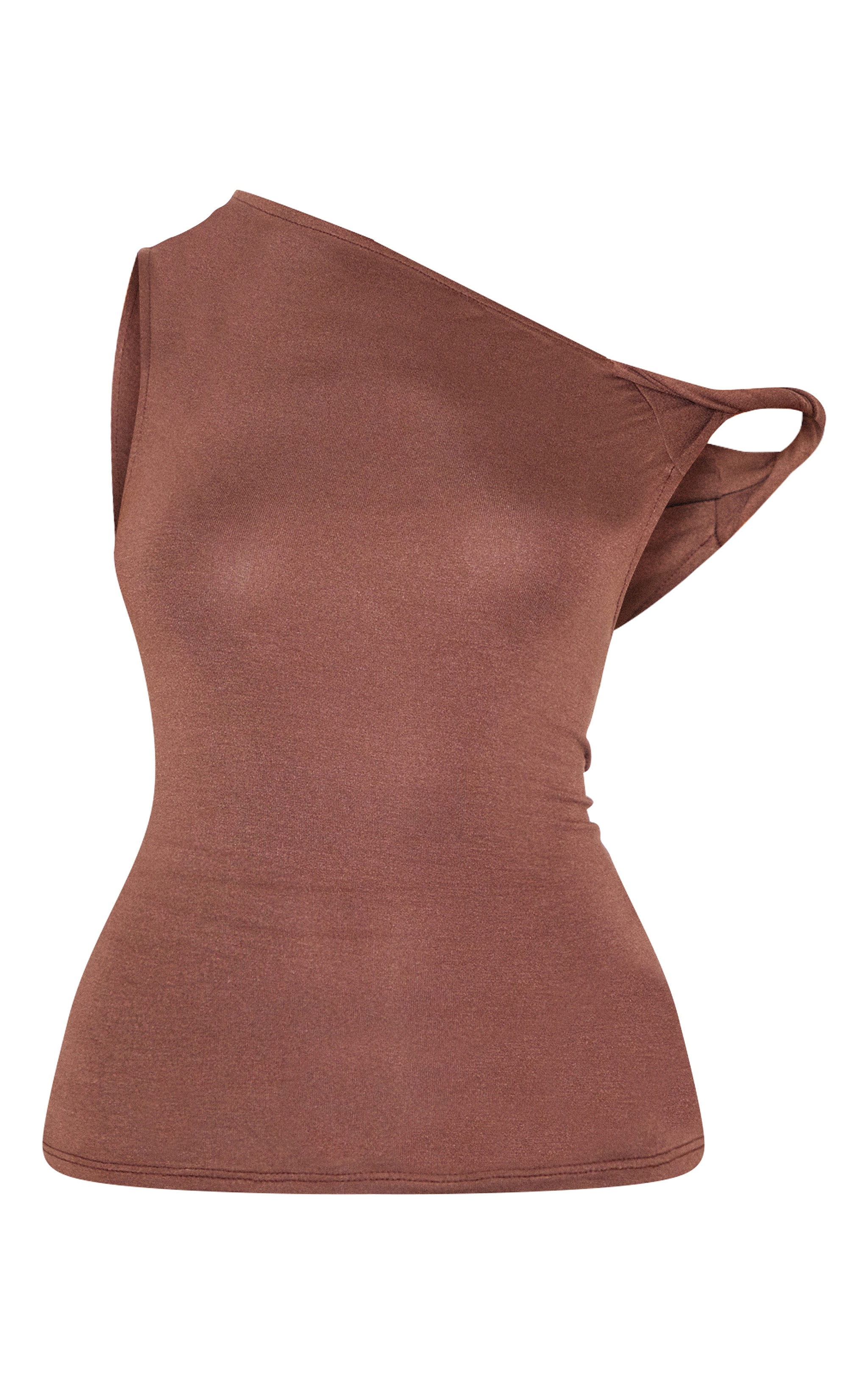 Mocha Soft Cotton Twist Detail Long Vest Top image 5