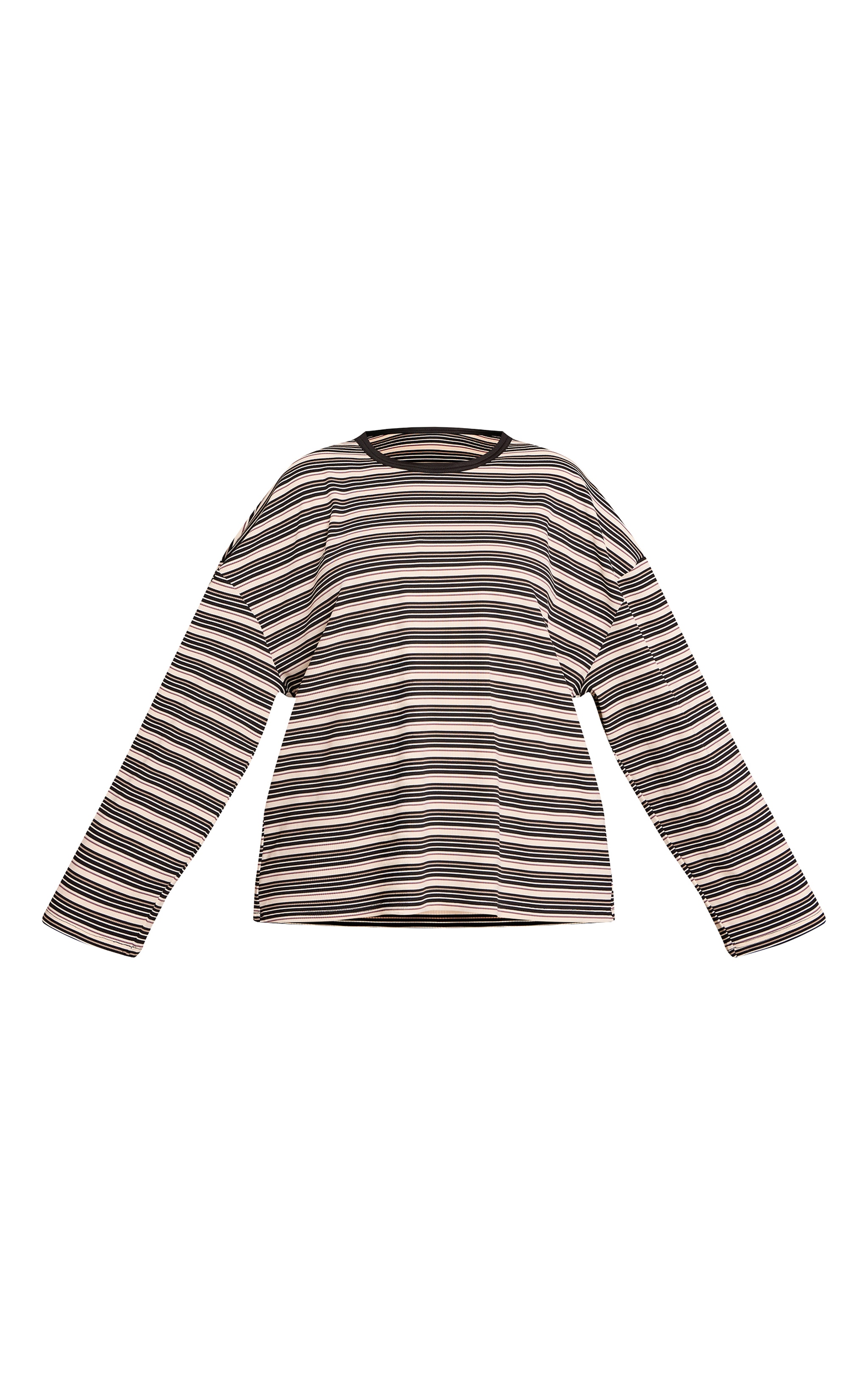Plus Multi Soft Rib Striped Detail  Oversized Long Sleeve Top  image 5