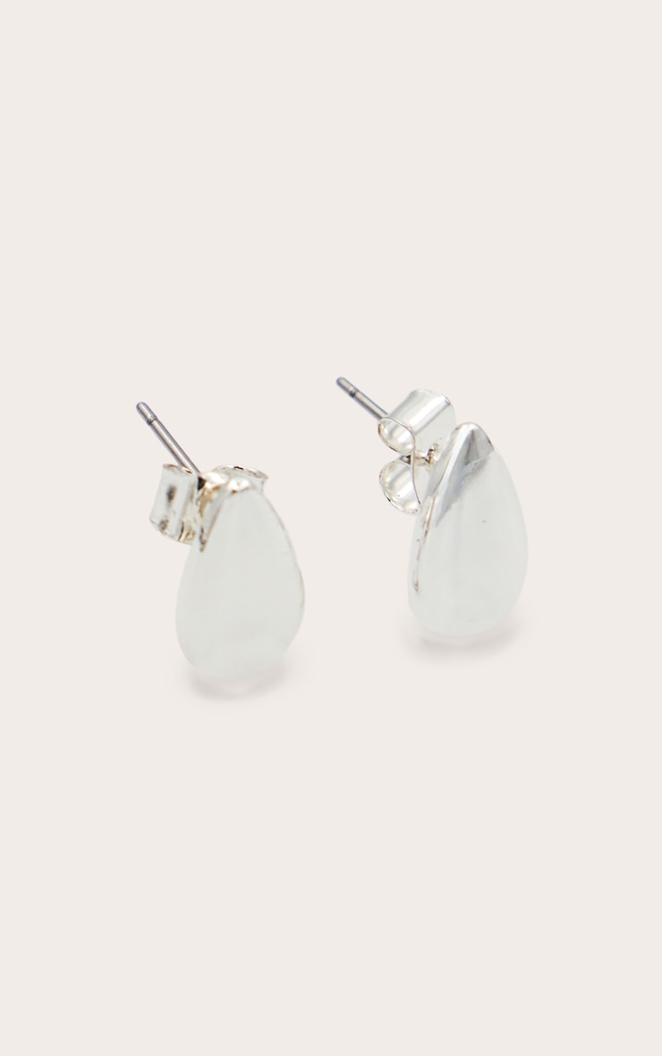 Boucles d'oreilles lisses plaquées argent en gouttes d'eau image 3