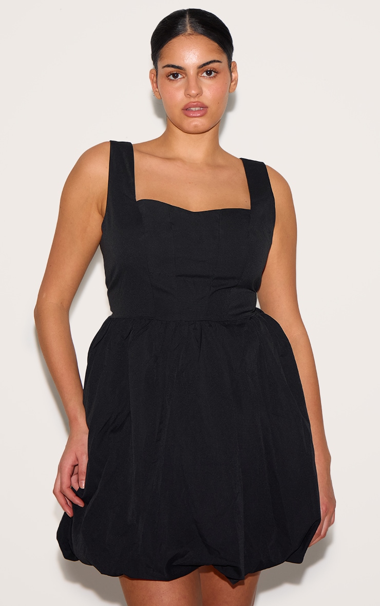Plus Black Puffball Mini Dress image 3
