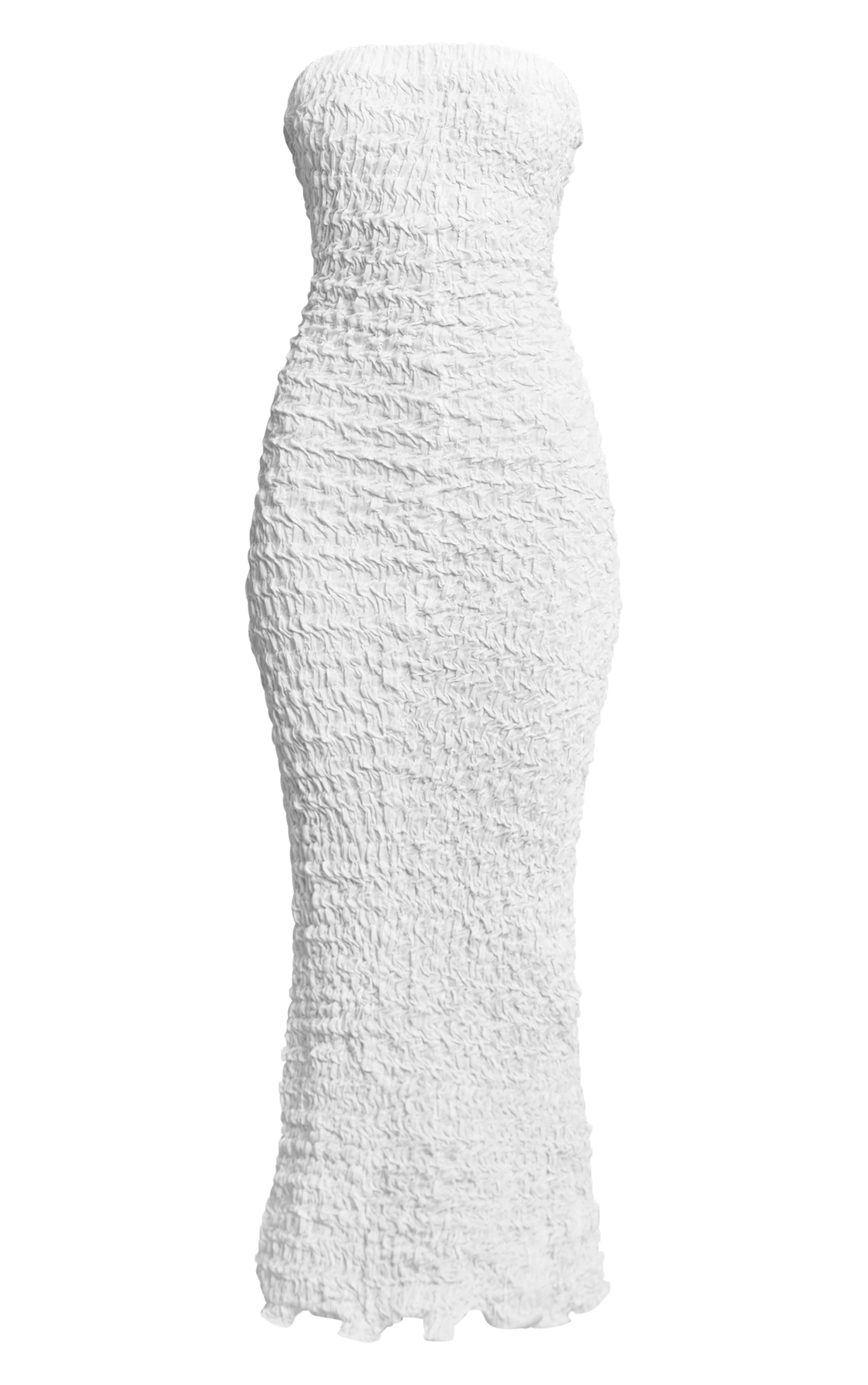 Cream Crinkle Textured Jersey Bandeau Maxi Dress image 5