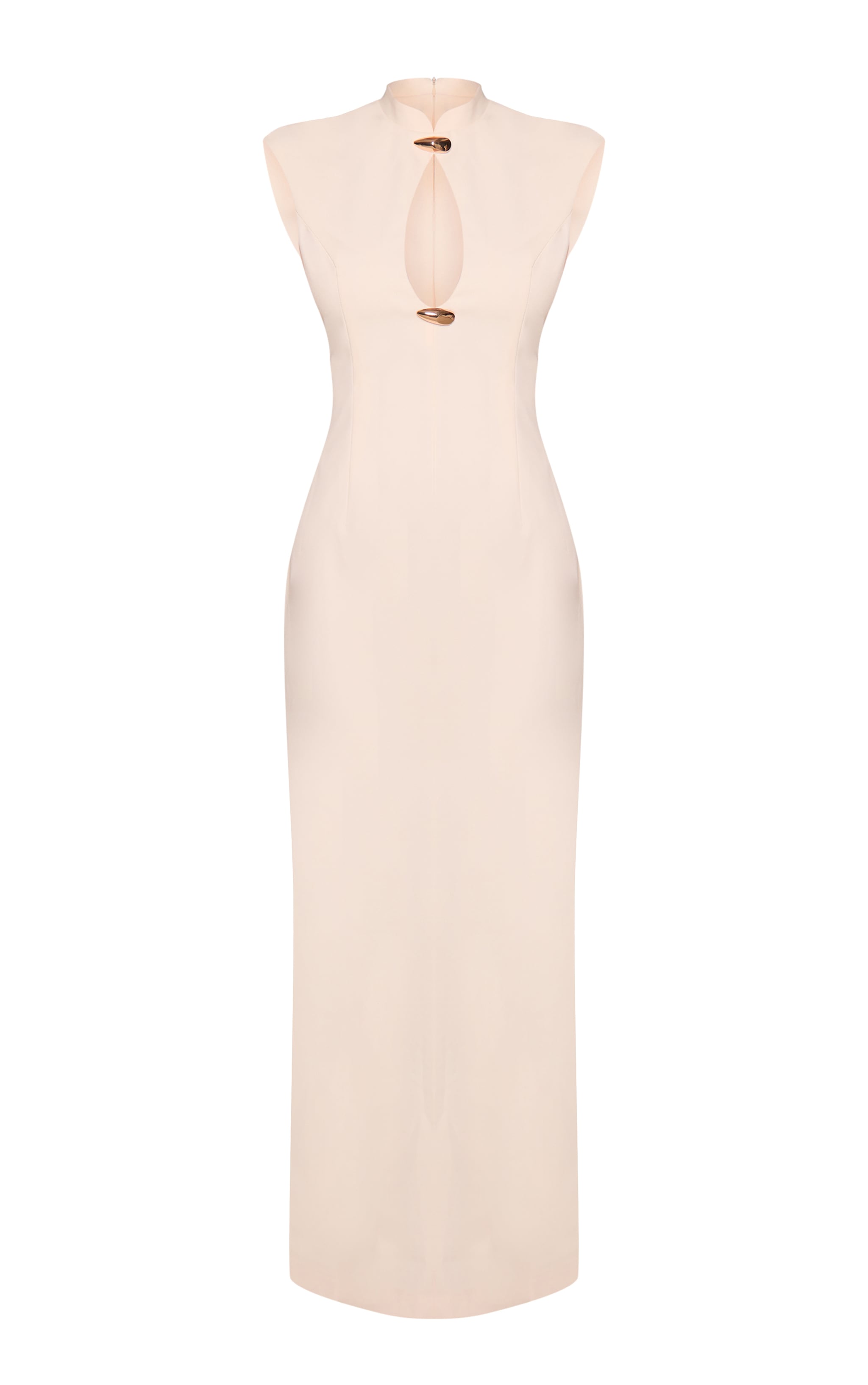 Cream Tailored Keyhole Trim Detail Maxi Dress image 5