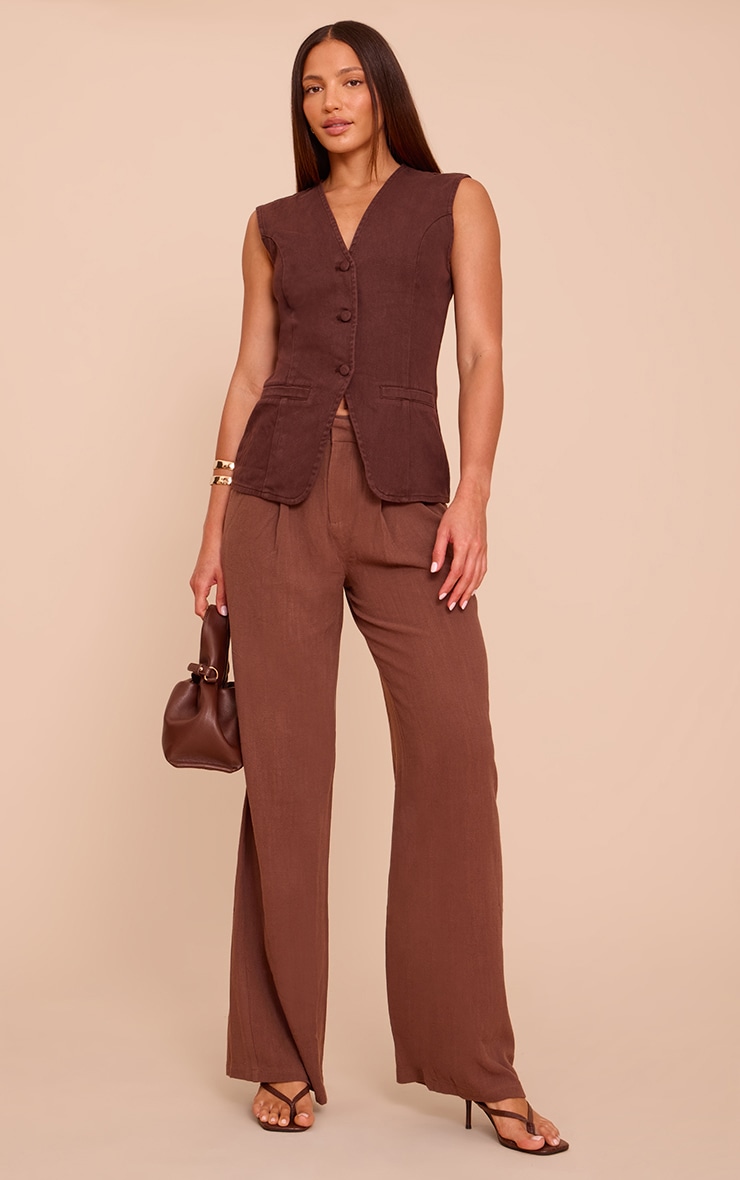 Tall Chocolate Tailored Style Longline Denim Vest image 3
