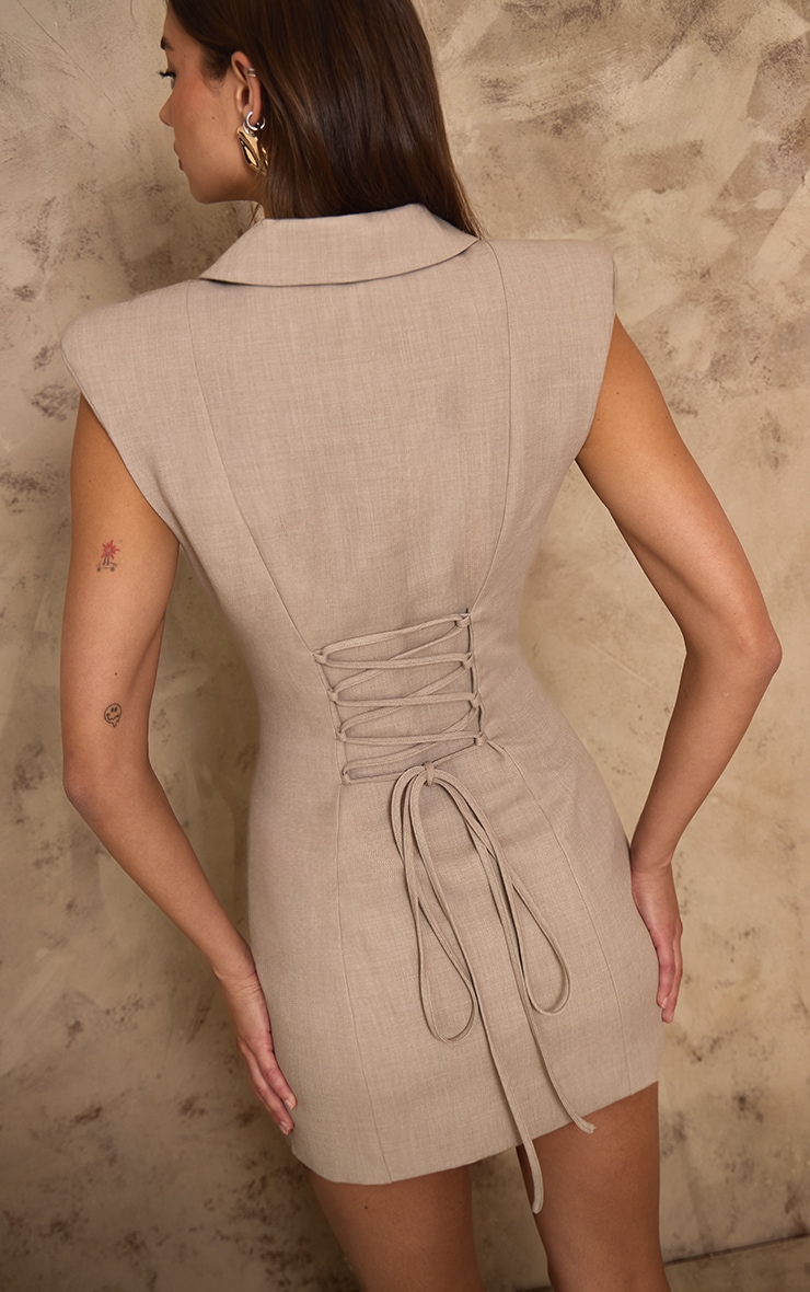 PLT Label Stone Embroidered Sleeveless Corset Detail Blazer Dress image 2