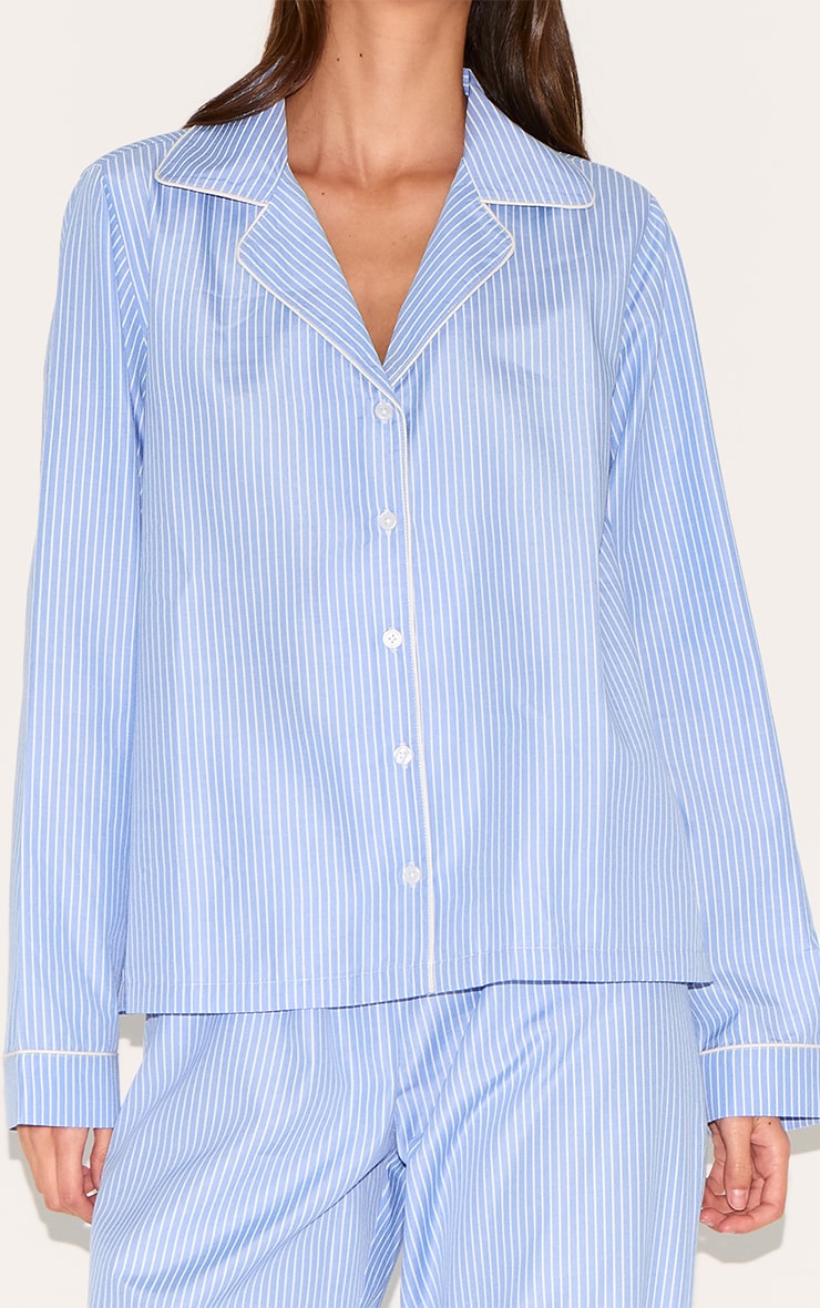 Ensemble de pyjama long à rayures tissées bleu image 4