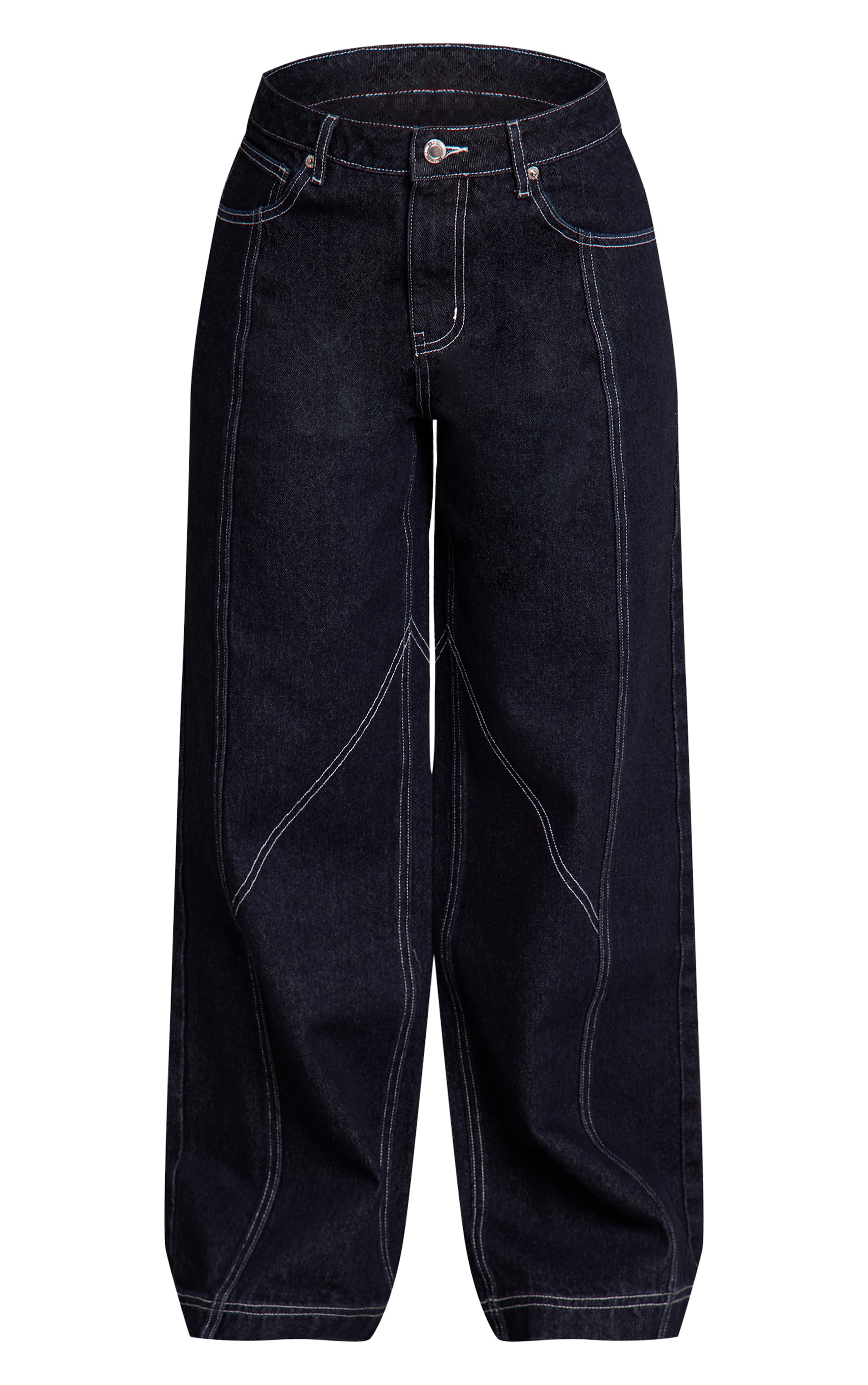 Petite Indigo Seam Detail Wide Leg Jeans image 5