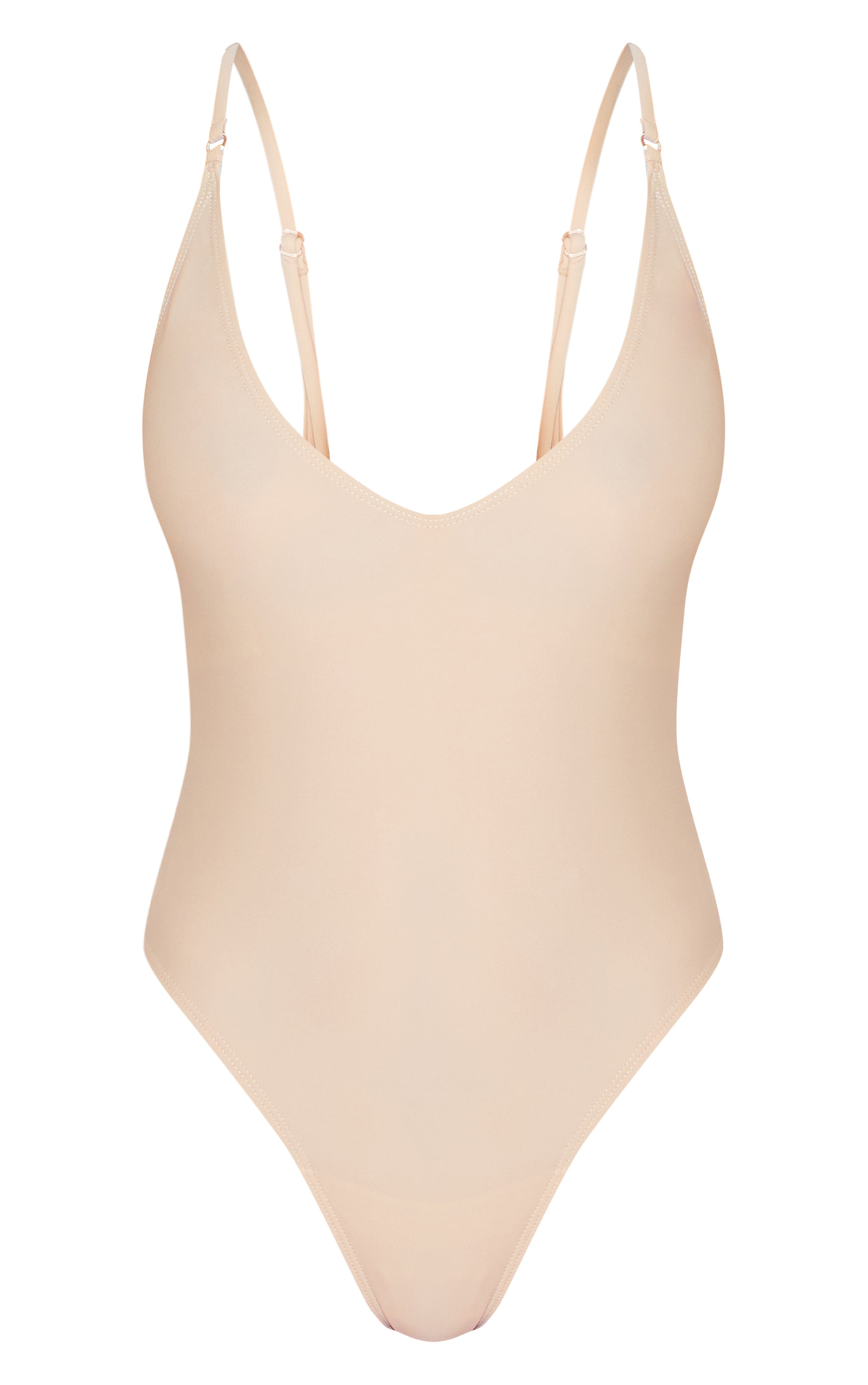 Maillot de bain basique gris pierre à col rond plongeant image 5