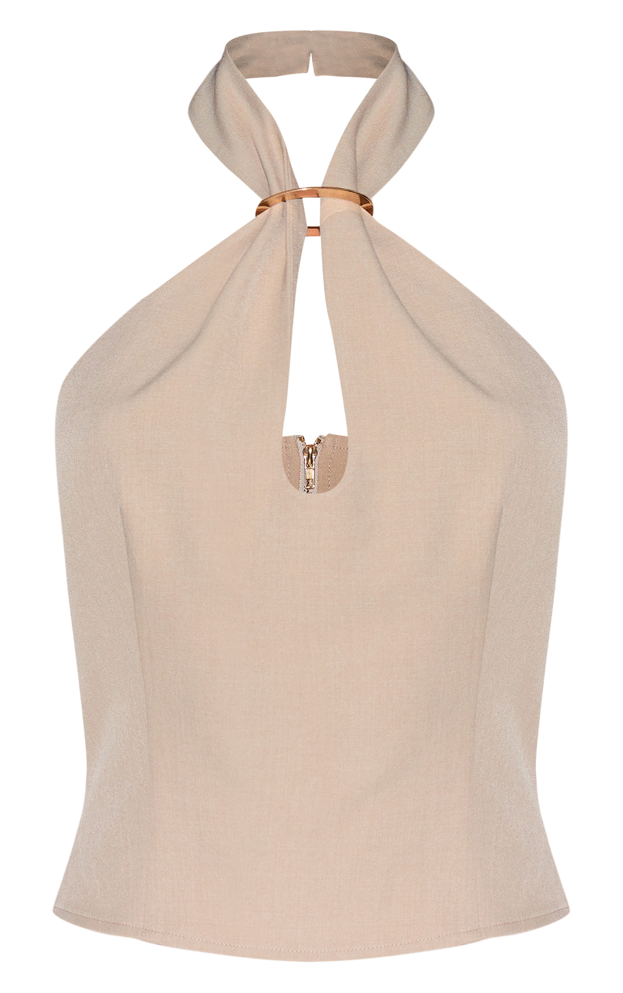 Clay Trim Detail Halterneck Tailored Top image 5
