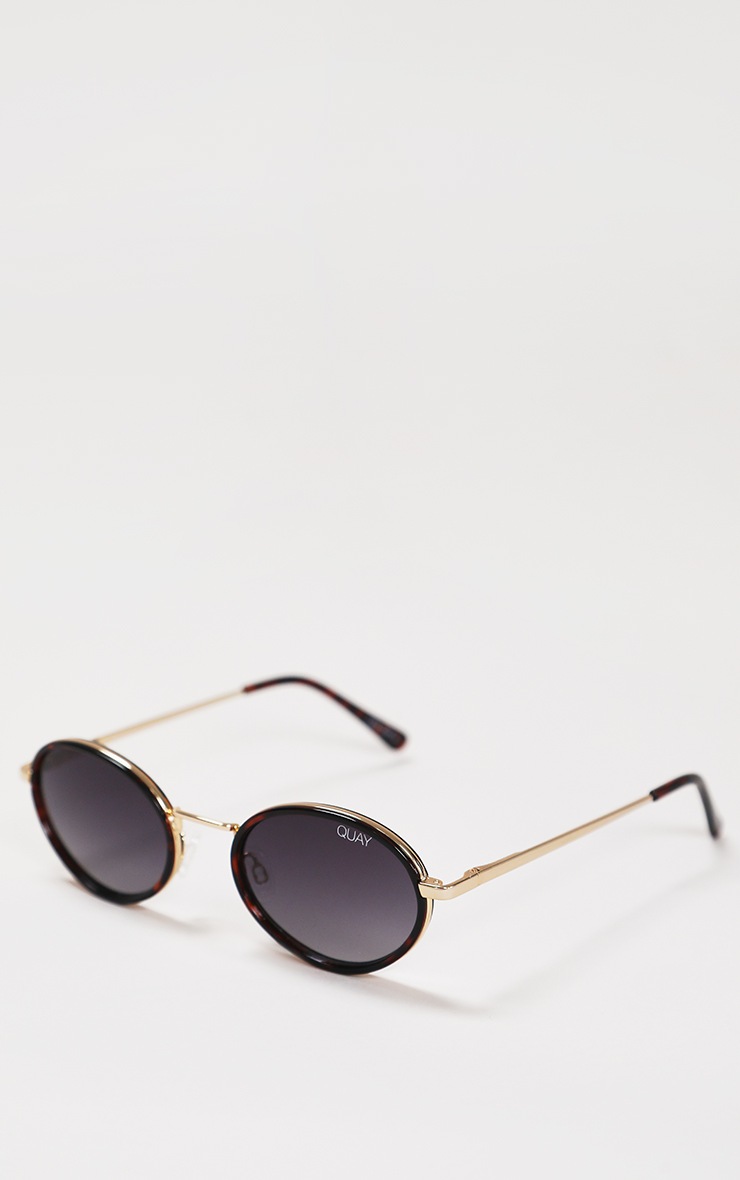 QUAY AUSTRALIA Brown Tortoise Round Line Up Sunglasses