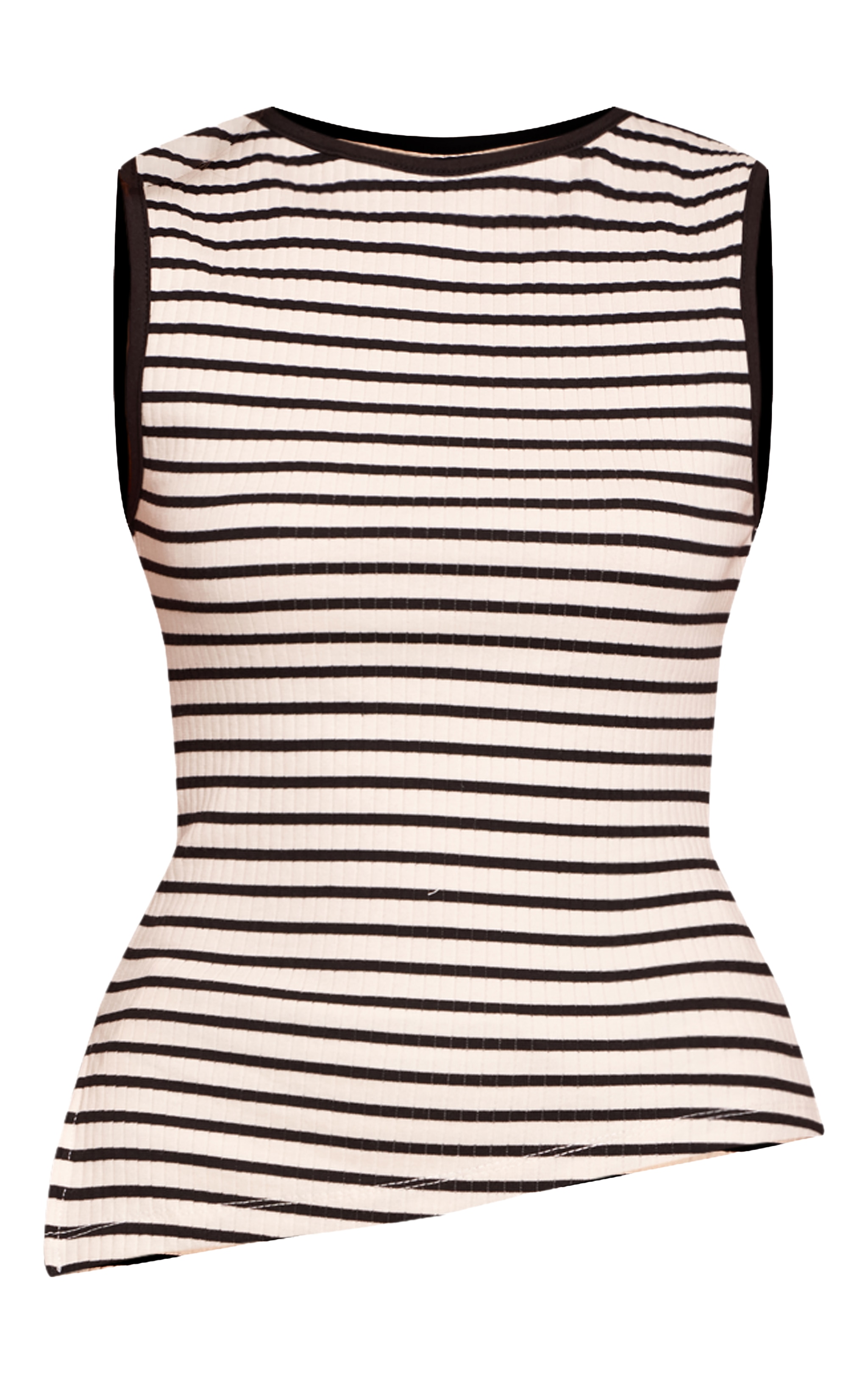 Cream Stripe Contrast Binding Vest Top image 5