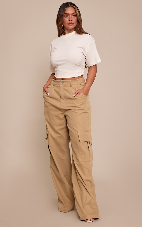 Shape Dark Stone Buckle Cargo Wide Leg Trousers