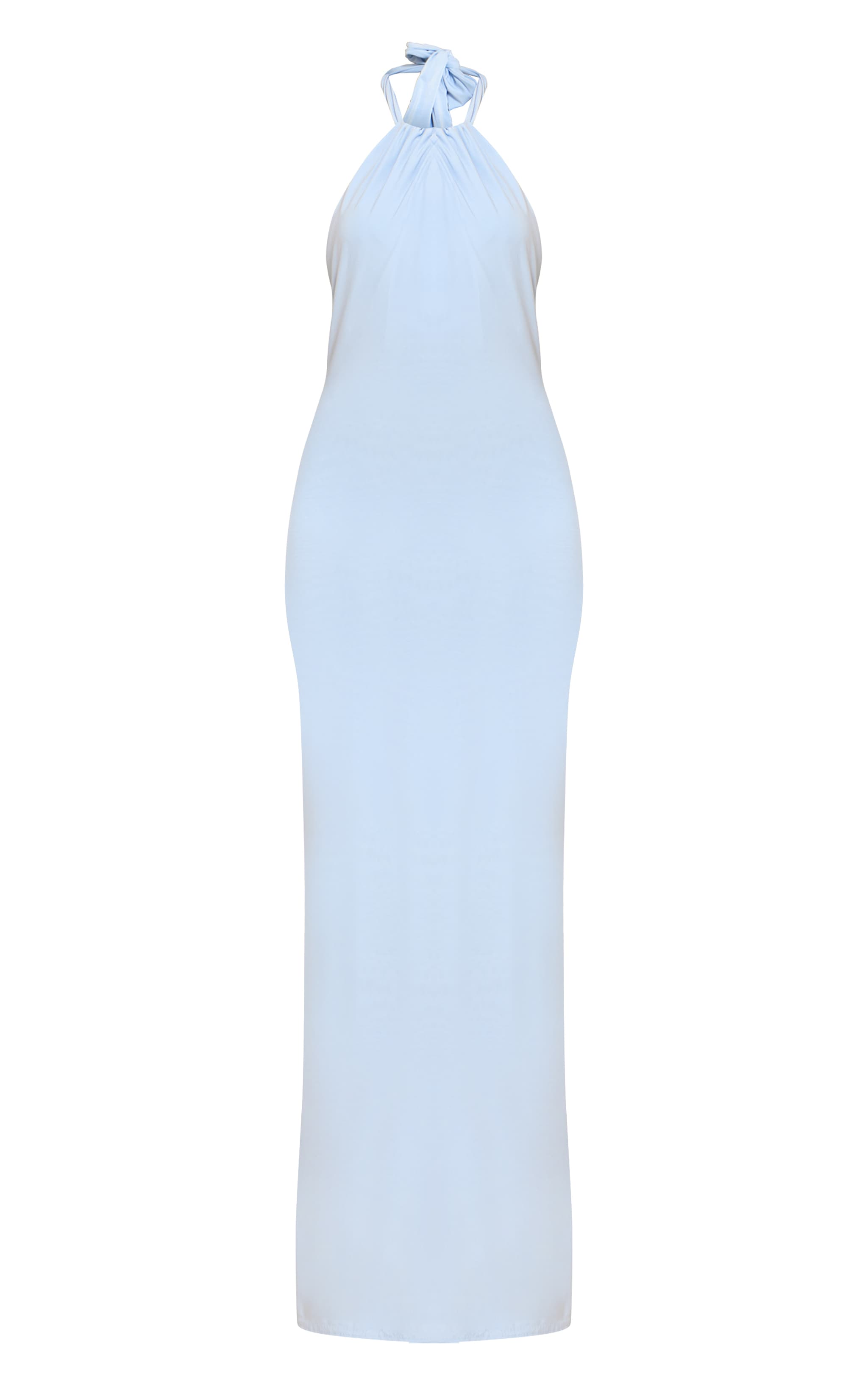 Robe longue doublée moulante bleue à dos nu image 5