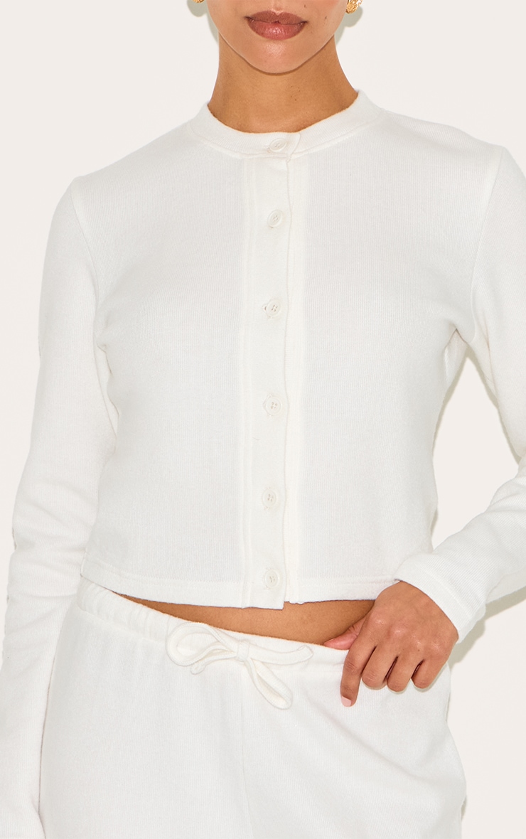 Petite Cream Super Soft Button Down Long Sleeve Top image 4