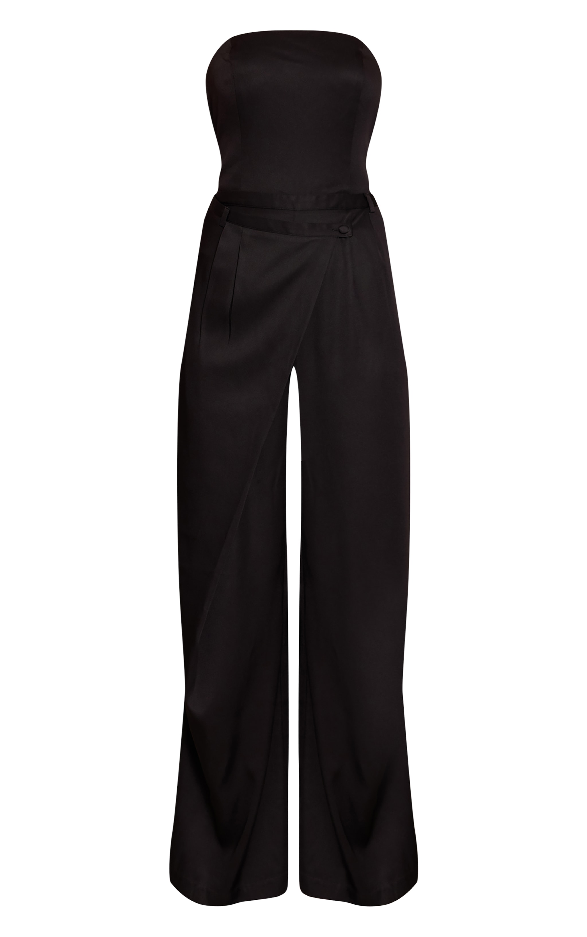 Black Bandeau Wrap Waist Straight Leg Jumpsuit image 5