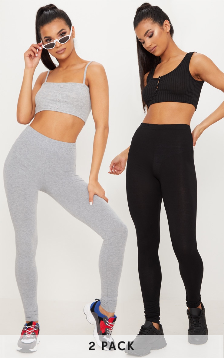 Black and Grey Basic Jersey Legging 2 Pack