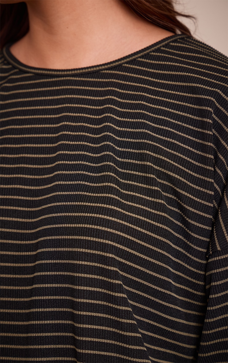 Multi Ribbed Stripe Oversized Slouchy Long Sleeve Top  image 4