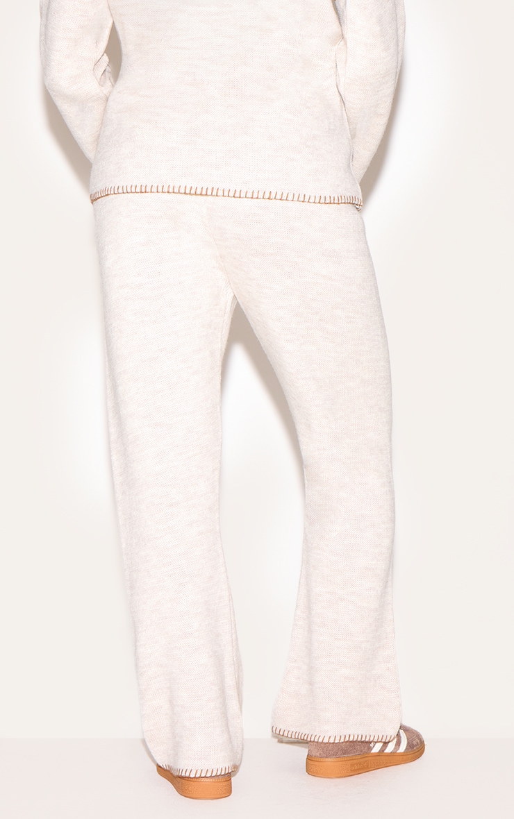 Maternity Oatmeal Knitted Straight Leg Trousers image 3