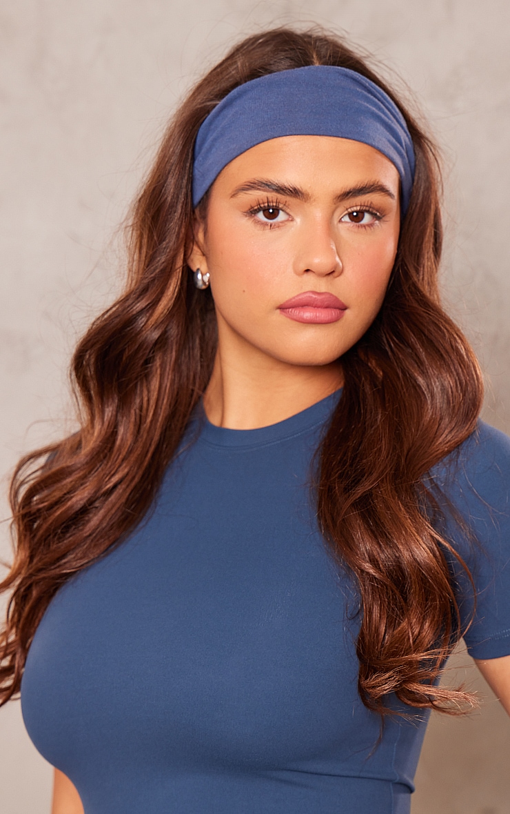 Navy Wide Jersey Headband image 1