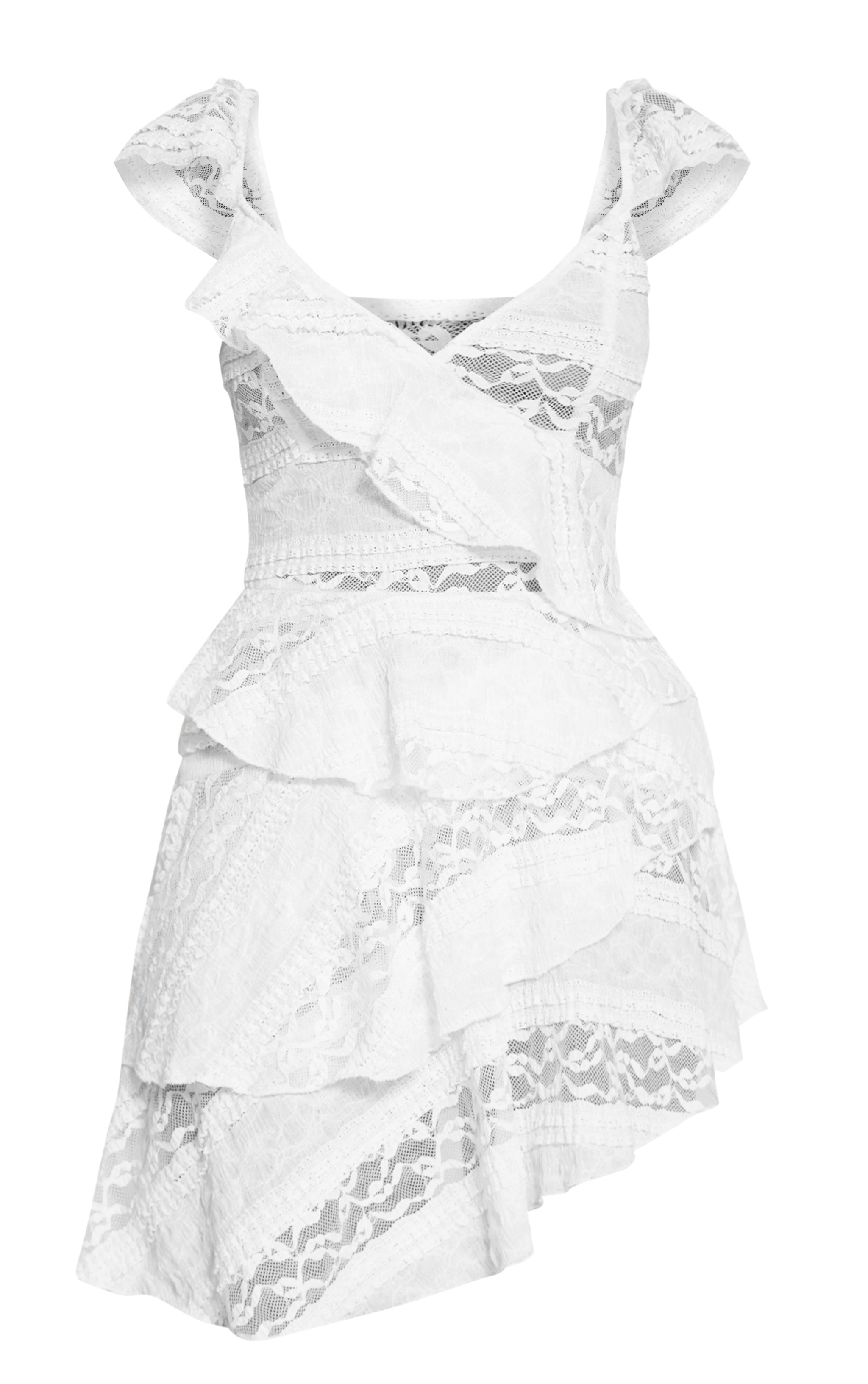 White Lace Frill Detail One Mini Shift Dress image 5