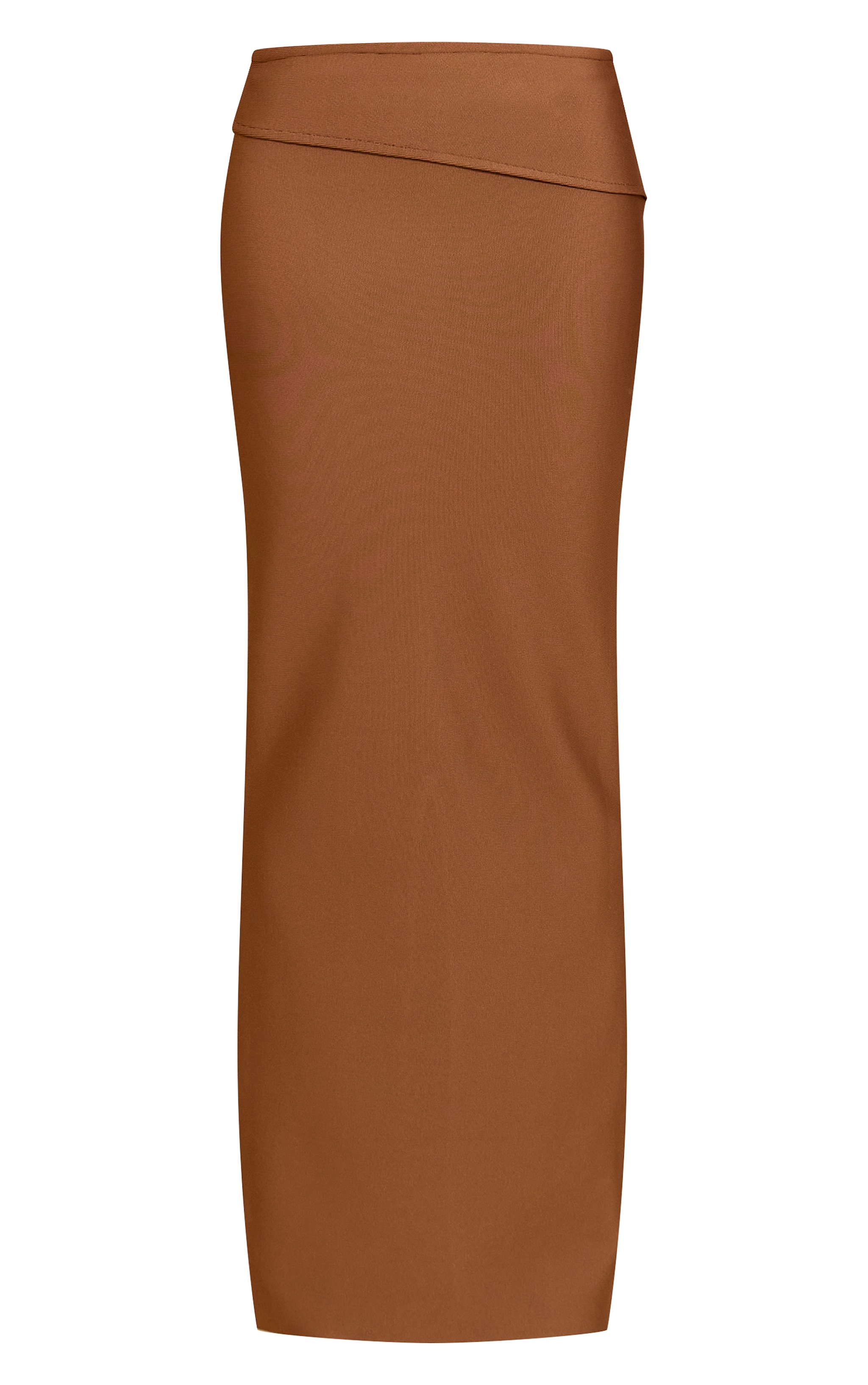 Deep Chocolate Tailored Bandage Knit Fold Over Maxi Skirt image 5