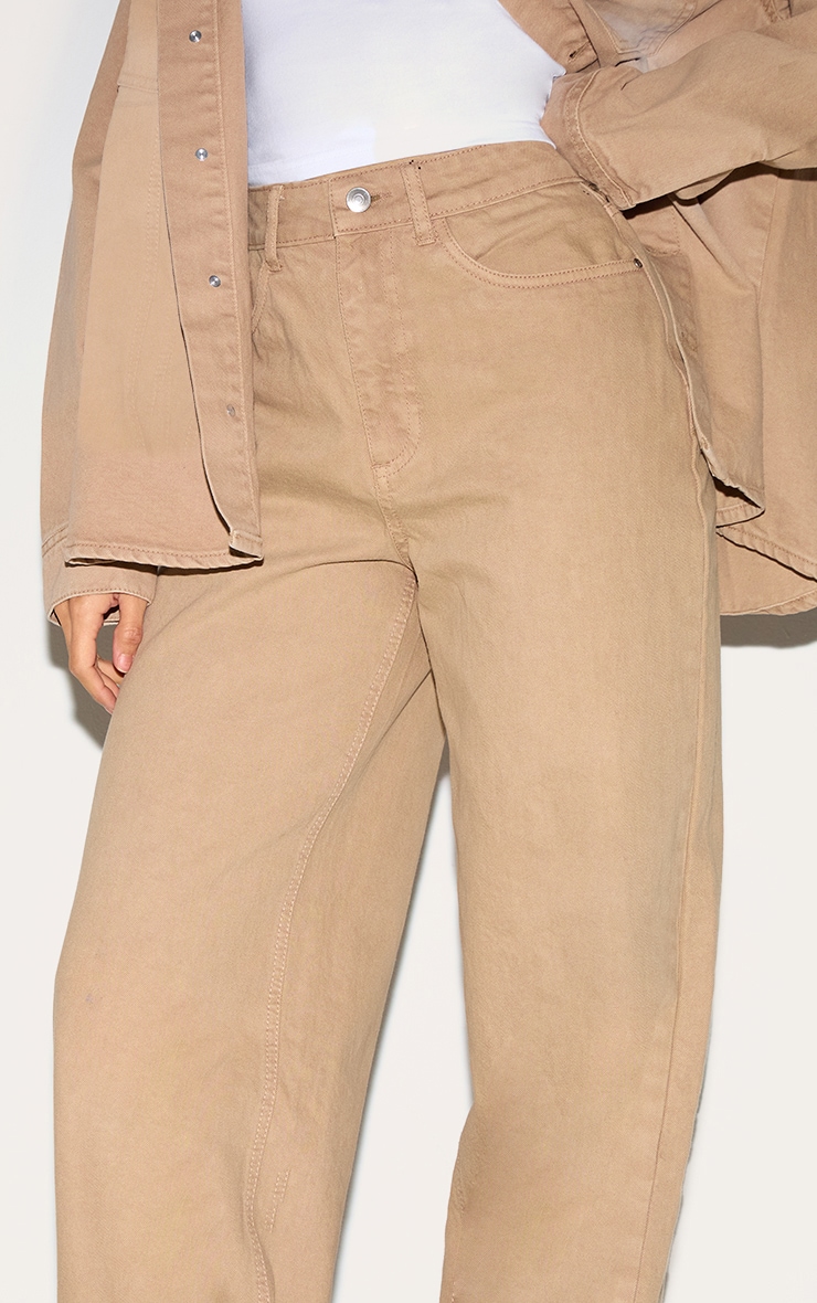Taupe High Waist Turn Up Leg Jeans image 4