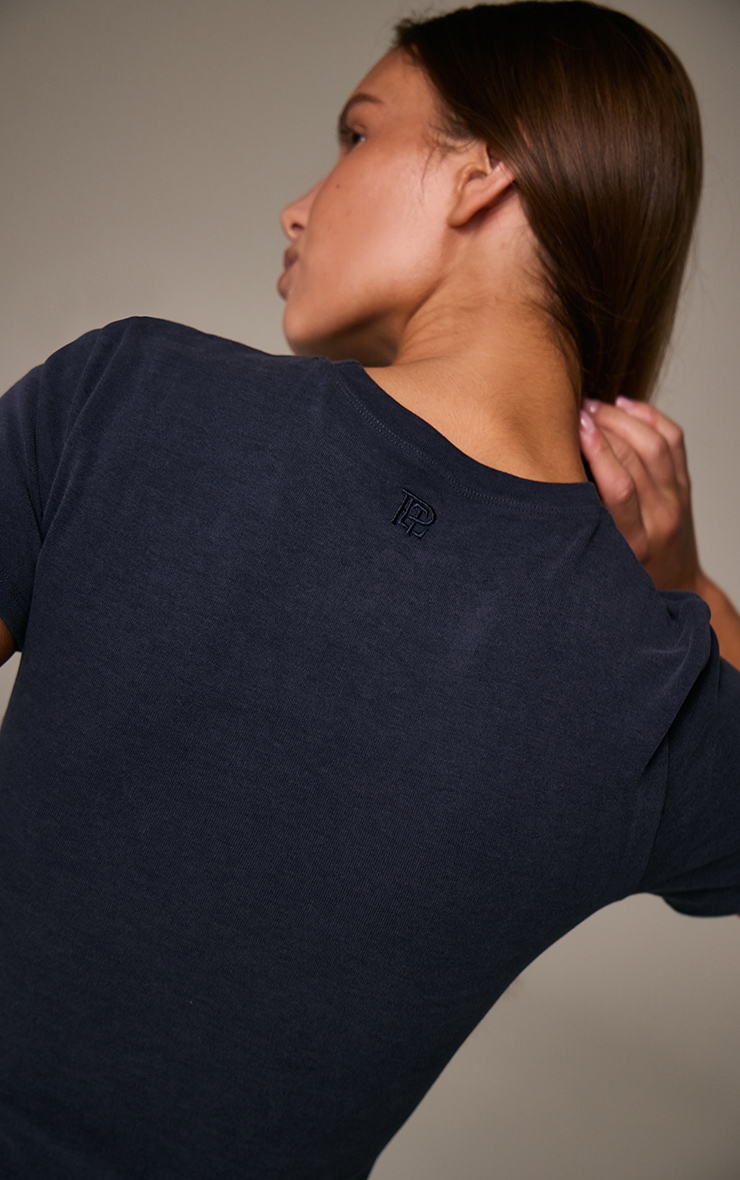 Navy Soft Cotton Short Sleeve Top image 4