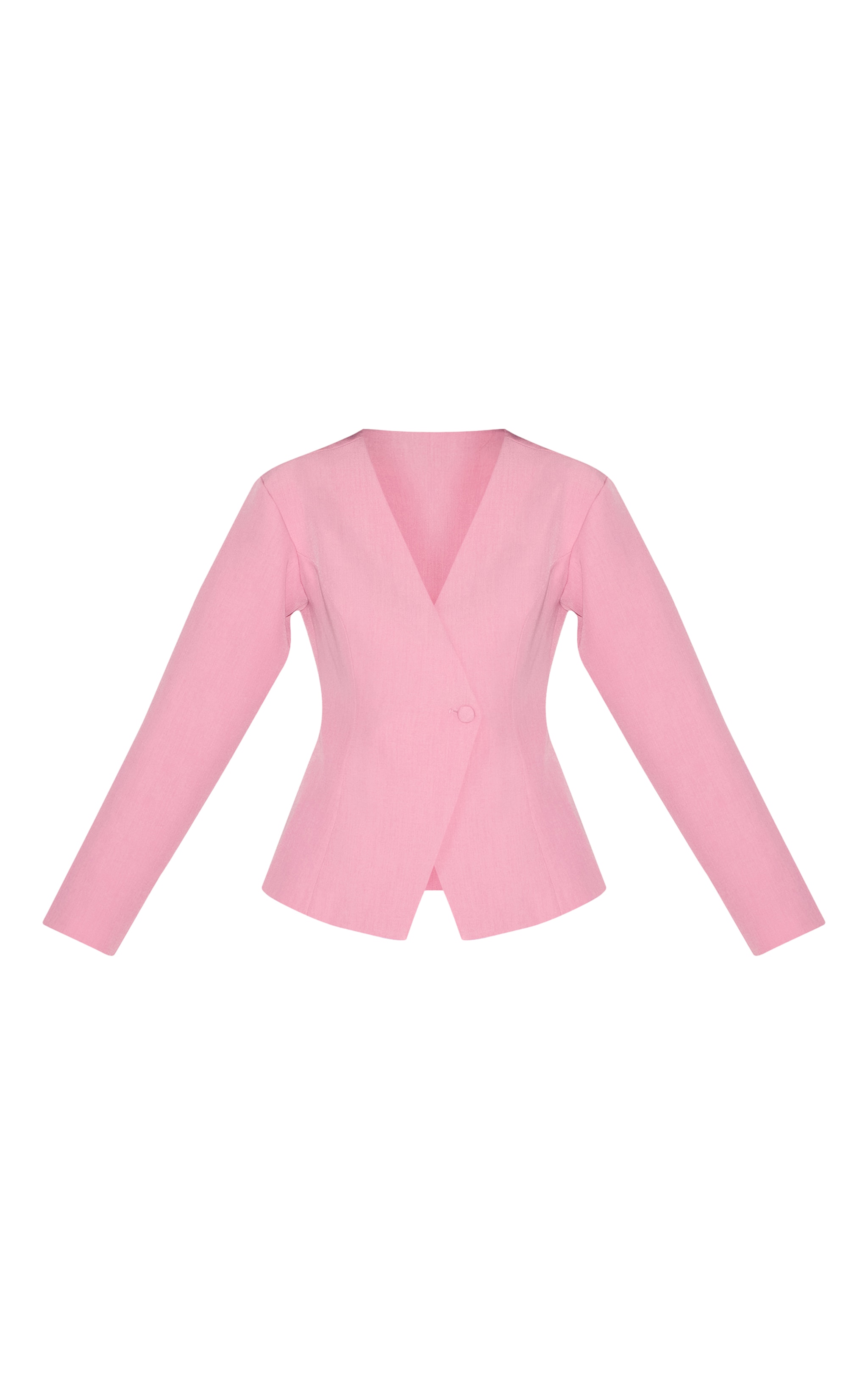 Candy Pink Tailored Cinched Waist Asymmetric Blazer image 5