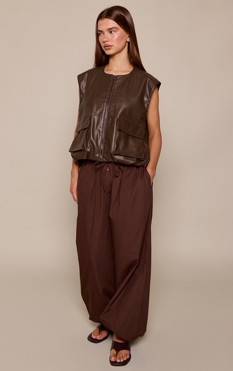 Chocolate Cotton Boxer Detail Balloon Pants image 1