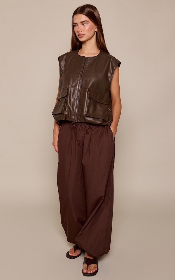 Chocolate Cotton Boxer Detail Balloon Pants