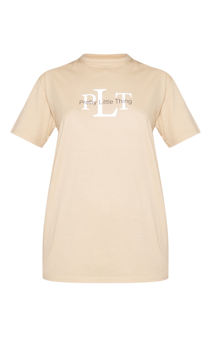 PRETTYLITTLETHING Sand Oversized Graphic T Shirt image 5