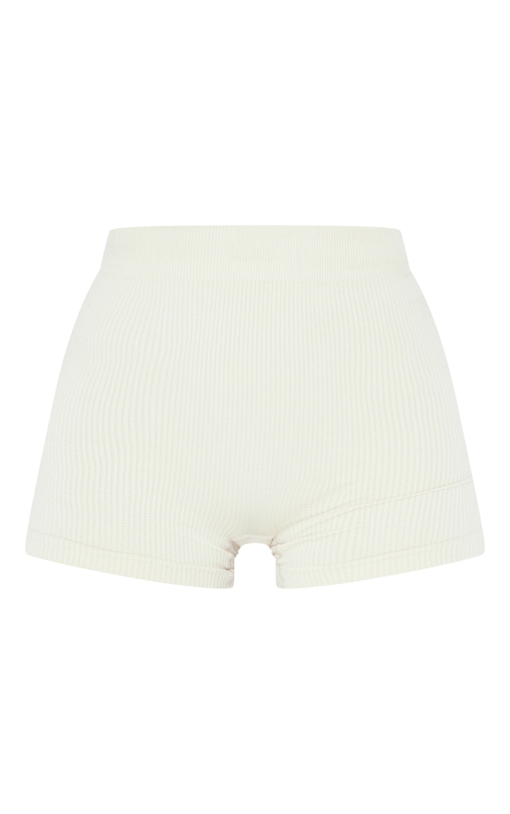 Beige Contour Rib Hot Pants image 6