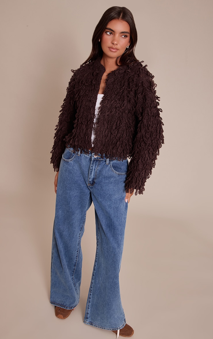 Chocolate Loop Knit Oversized Cardigan image 3