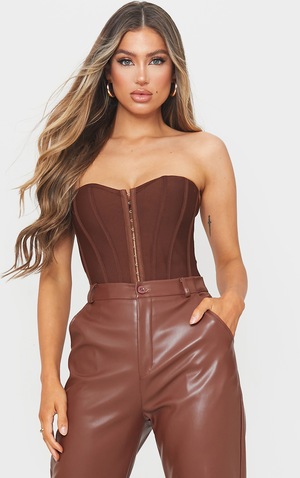 Chocolate Bandage Hook And Eye Structured Corset