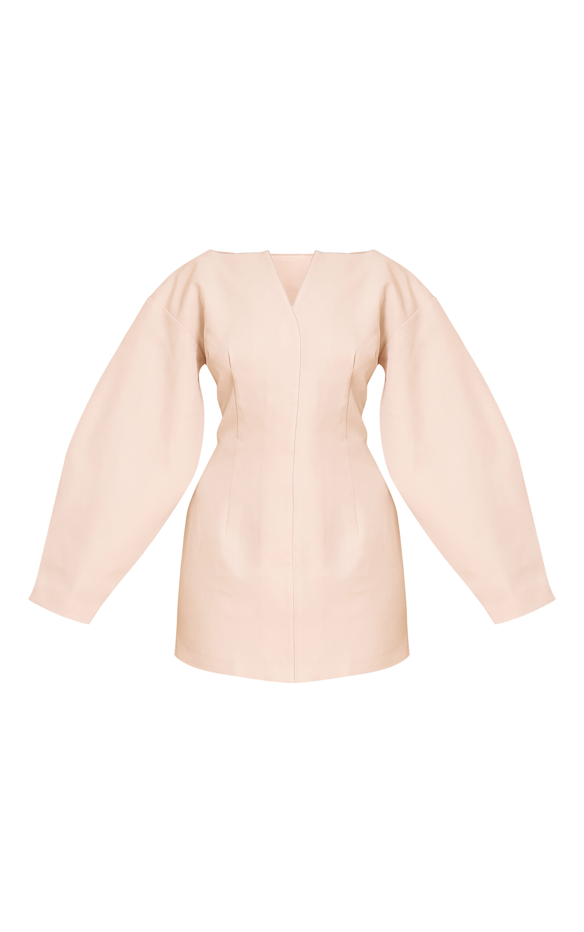 Cream Cocoon Sleeve Cinched Waist Blazer Dress image 5