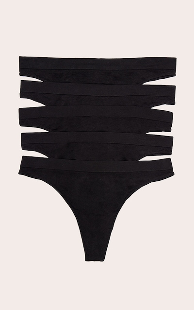 Lot de 5 strings noirs sans coutures