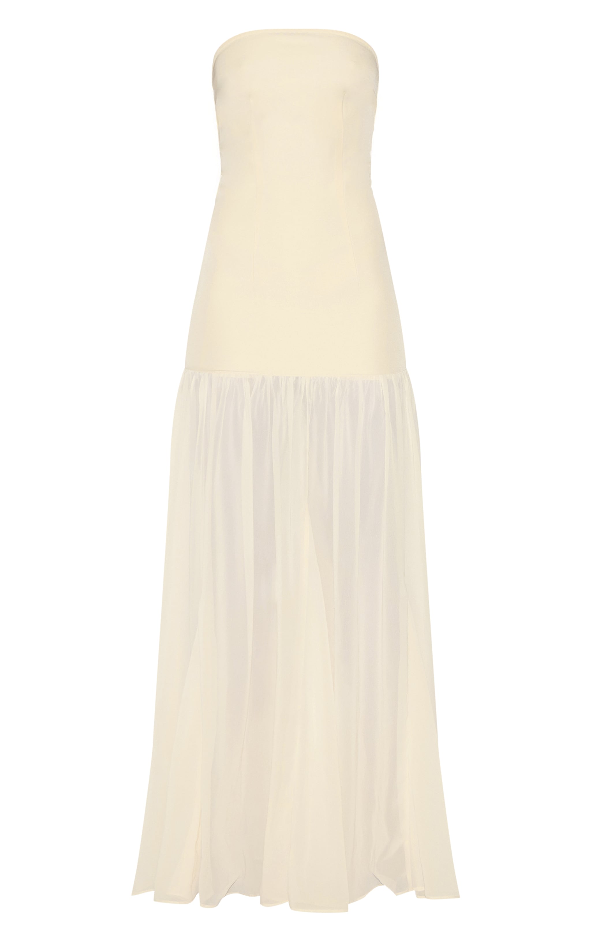 Tall Almond Bandeau Chiffon Detail Maxi Dress image 1