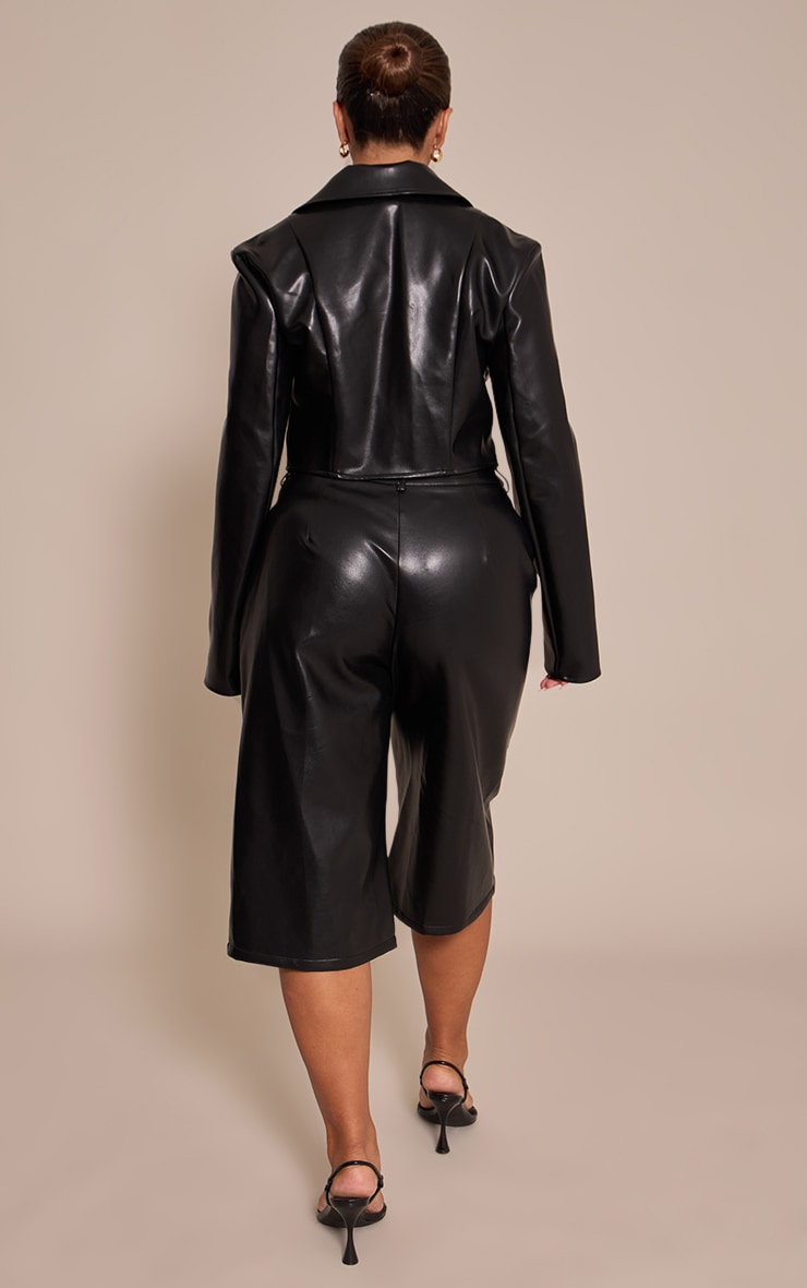 Shape Black Faux Leather Long Line Jorts image 3